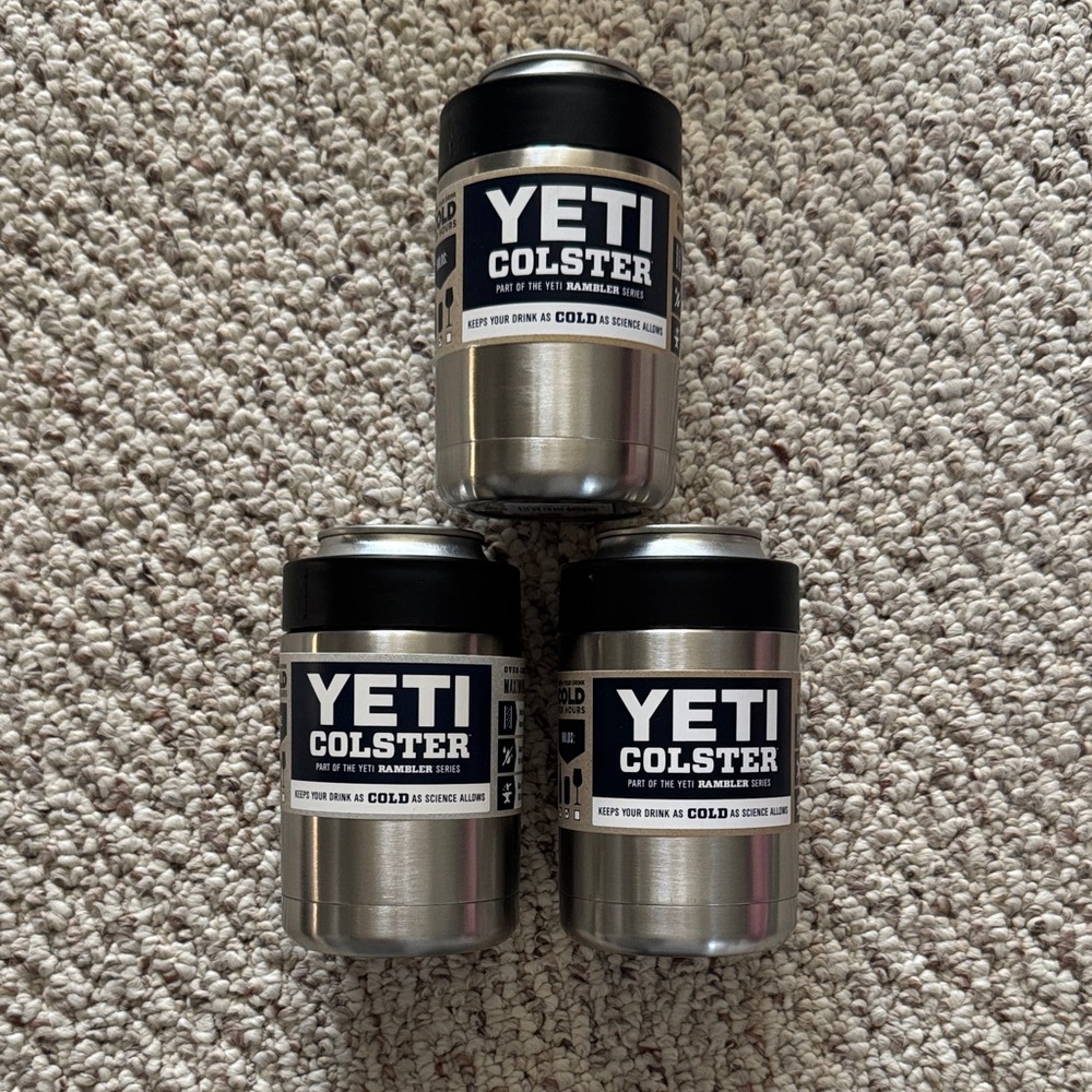YETI Colster Black and Silver Can Cooler